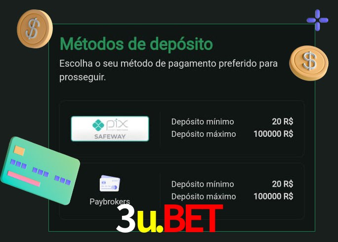 O cassino 3u.bet oferece uma grande variedade de métodos de pagamento